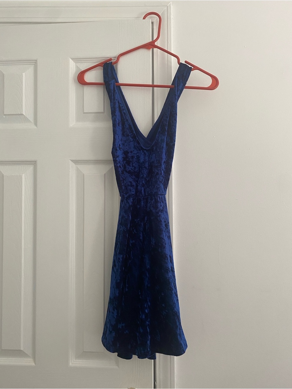 Lulus Solo Album Navy Blue Backless Velvet Skater Dress